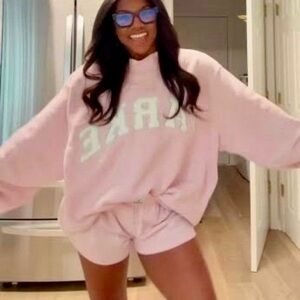 Pink Oversized Sweatshirt and Shorts Set